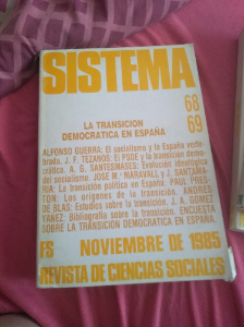 Libro de segunda mano: SISTEMA Nº 68-69. NOVIEMBRE 1985. LA TRANSICION DEMOCRATICA EN ESPAÑA. A. GUERRA TEZANOS MARAVALL.