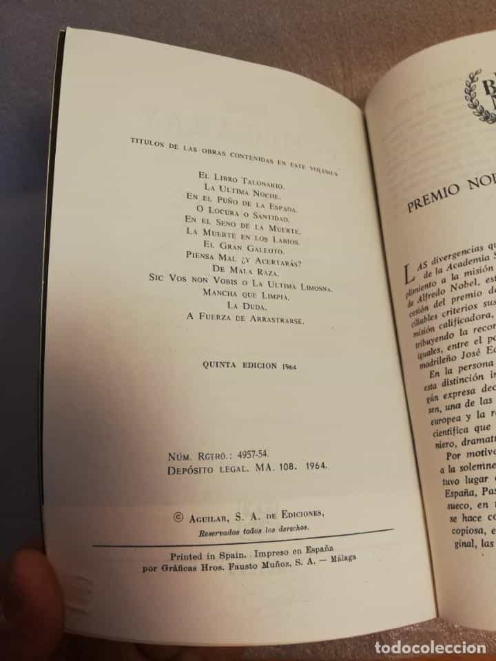 Imagen 3 del libro JOSÉ ECHEGARAY. TEATRO ESCOGIDO. AGUILAR. 1964