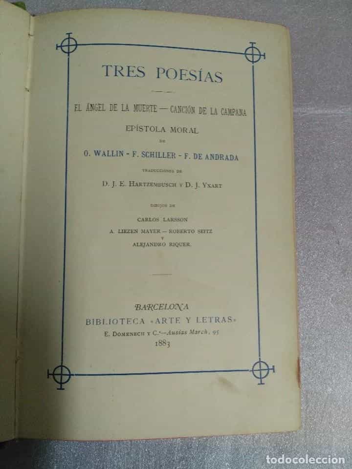Imagen 2 del libro LIBRO TRES POESIAS - BIBL. ARTE Y LETRAS ED. DOMENECH AÑO 1883 ALTAMENTE ILUSTRADO