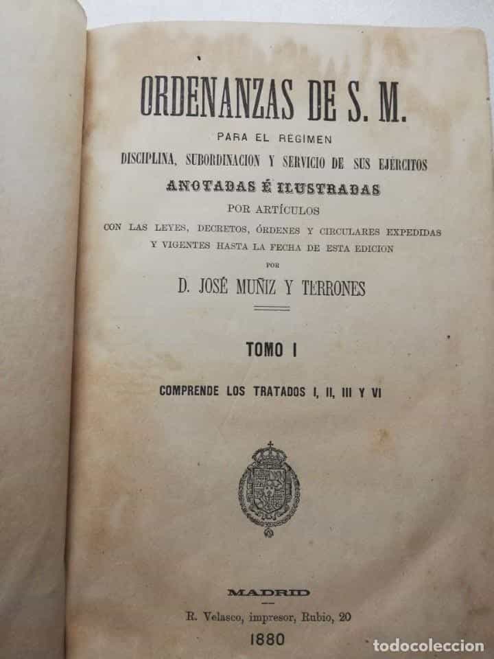 Libro de segunda mano: ORDENANZAS DE S.M. PARA EL REGIMEN DISCIPLINA, SUBORDINACION Y SERVICIOS DE SUS EJERCITOS AÑO 1880