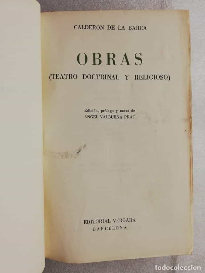 Libro de segunda mano: OBRAS CALDERON DE LA BARCA TEATRO DOCTRINAL Y RELIGIOSO EDITORIAL VERGARA BARCELONA