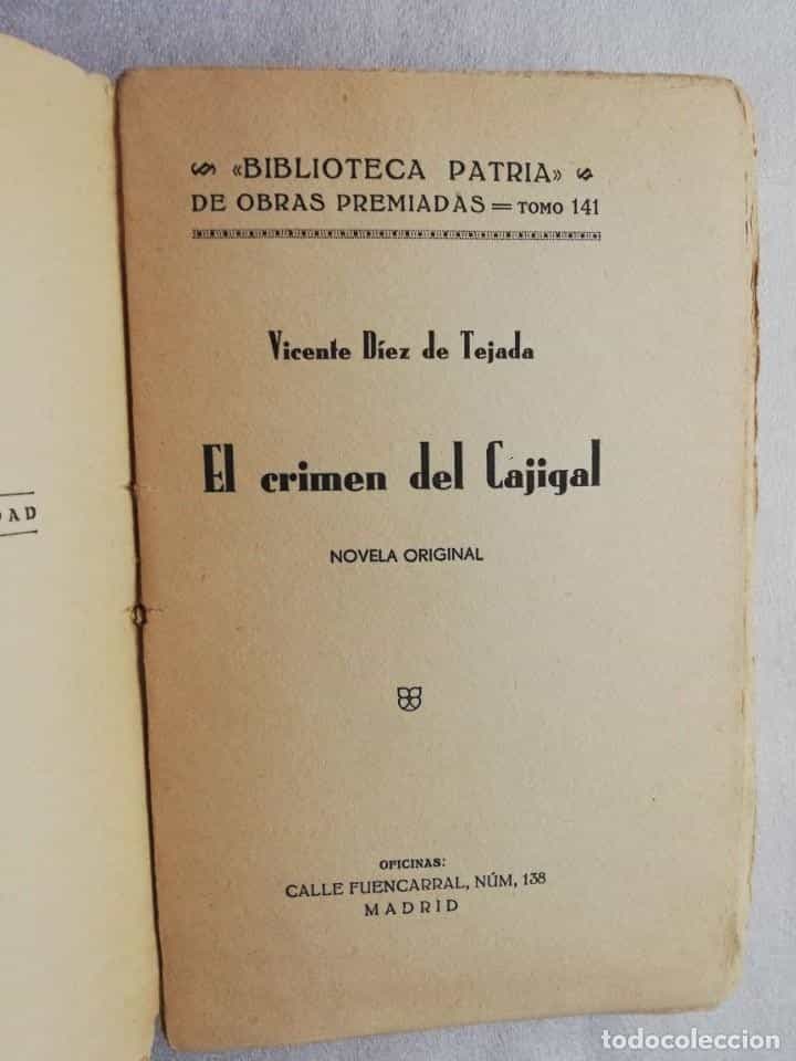 Imagen 2 del libro EL CRIMEN DEL CAJIGAL : NOVELA ORIGINAL - DÍEZ DE TEJADA, VICENTE