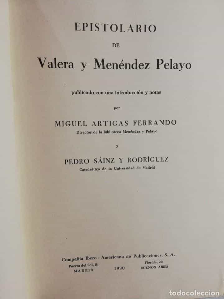 Imagen 2 del libro EPISTOLARIO DE VALERA Y MENENDEZ PELAYO 1930