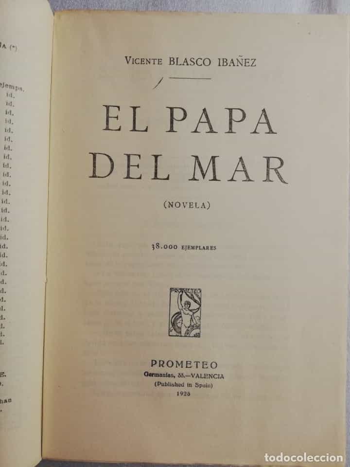 Imagen 2 del libro EL PAPA DEL MAR VICENTE BLASCO IBAÑEZ NOVELA ED PROMETEO 1928