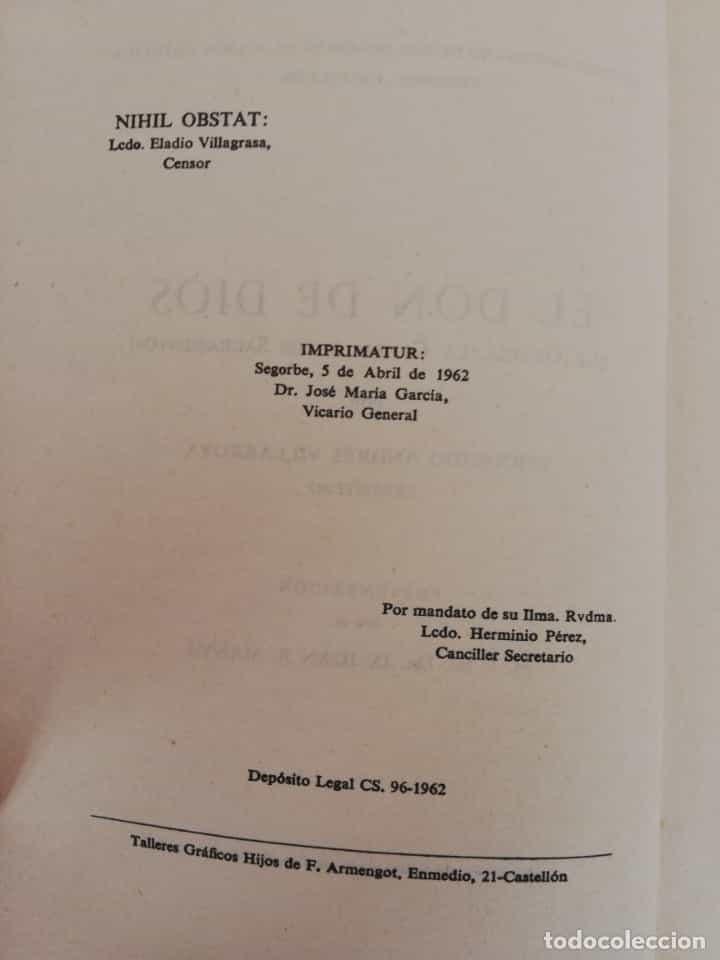 Imagen 3 del libro EL DON DE DIOS - LA GRACIA LA GLORIA Y LOS SACRAMENTOS - VILLAROYA 1962