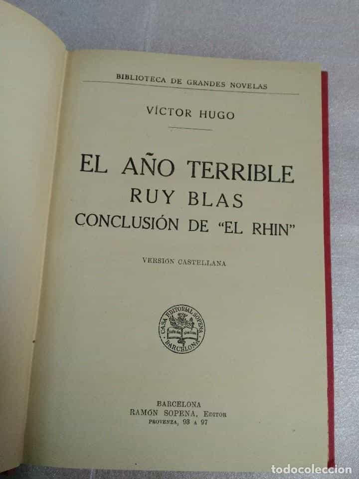 Imagen 2 del libro VICTOR HUGO - EL AÑO TERRIBLE - RUY BLAS CONCLUSION DE EL RHIN
