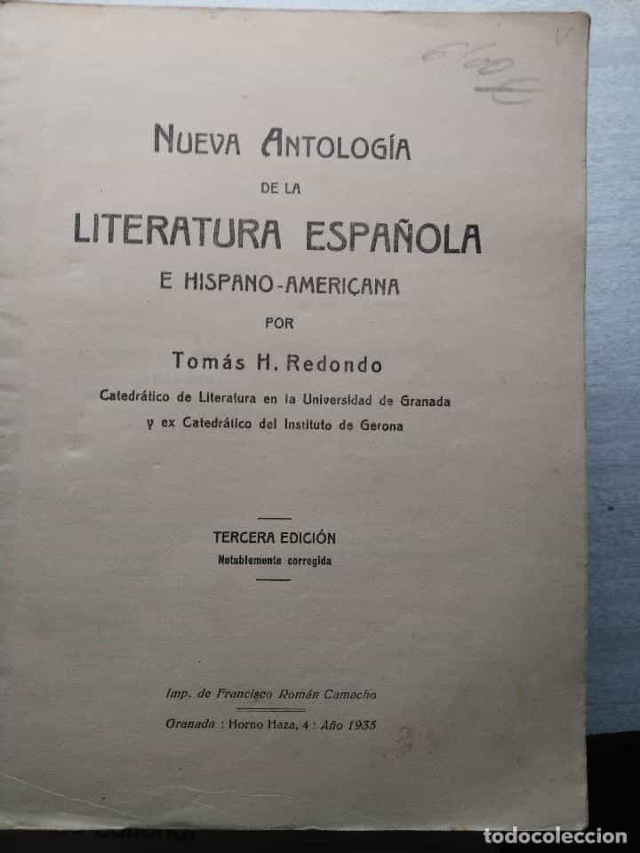 Imagen 2 del libro NUEVA ANTOLOGIA DE LA LITERATURA ESPAÑOLA E HISPANO AMERICANA. TOMAS H. REDONDO 1935