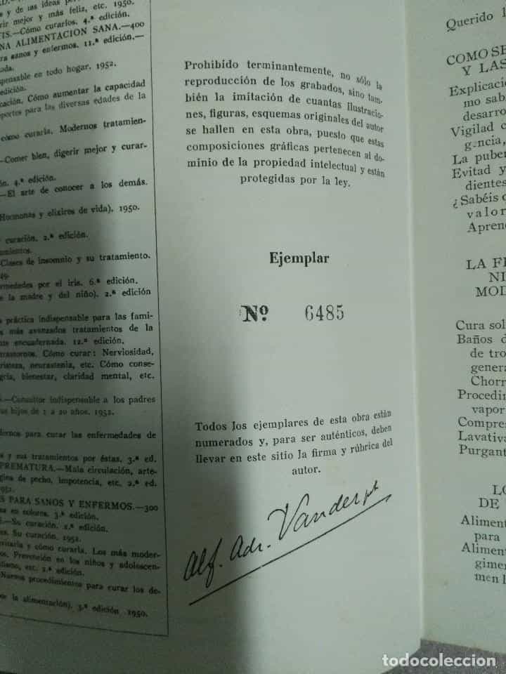 Imagen 3 del libro DOCTOR VANDER NIÑOS SANOS Y FUERTES COMO CURAR Y EVITAR ENFERMEDADES 1952 EJEMPLAR NUMERADO