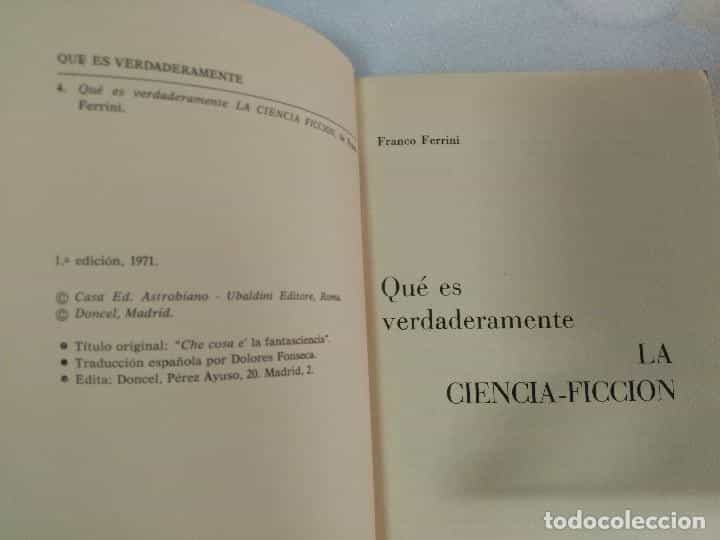 Imagen 2 del libro QUÉ ES VERDADERAMENTE LA CIENCIA FICCIÓN (FRANCO FERRINI). ED DONCEL, 1971 (1ª EDICION).