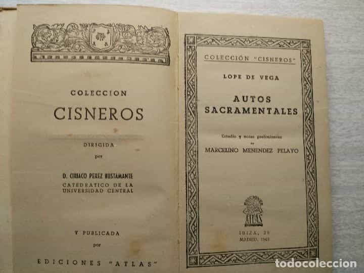 Imagen 2 del libro LOPE DE VEGA AUTOS SACRAMENTALES . COLECCION CISNEROS. 1943