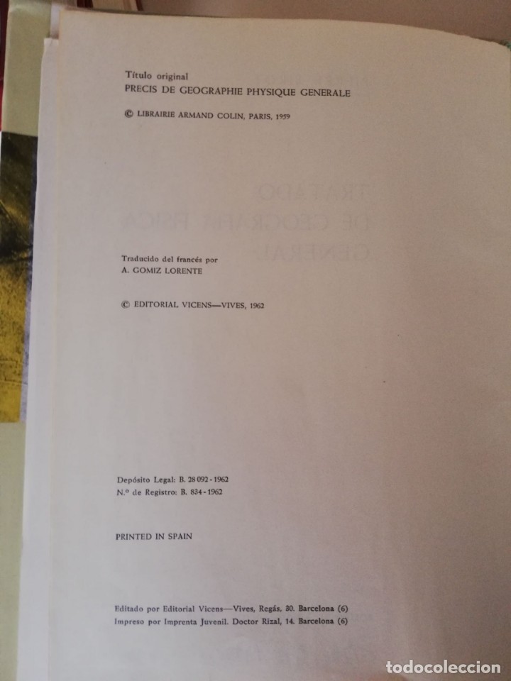 Imagen 2 del libro P. BIROT. TRATADO DE GEOGRAFIA FISICA GENERAL. ED. VICENS VIVES 1962